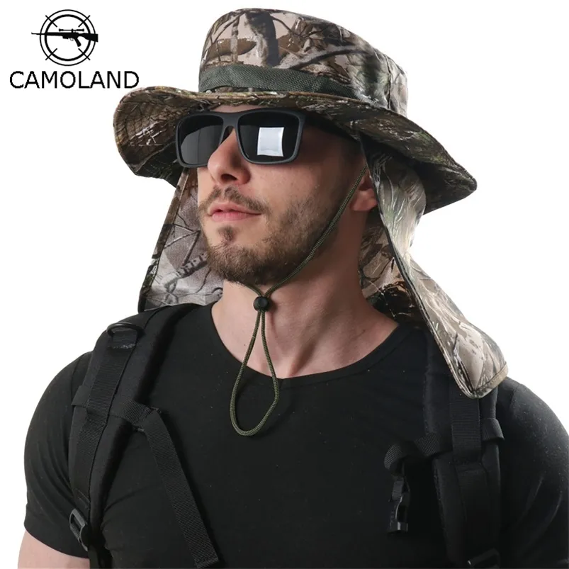 Tactical Camouflage Boonie Hats Nepalese Cap Bucket Hat Militares Army Mens Military Hiking Fishing Hat With Flaps UV UPF50 220507