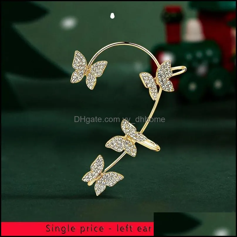 clip-on & screw back elegant advanced butterfly earbone clip korean sweet accessories fashion ear hook luxury earring for womans