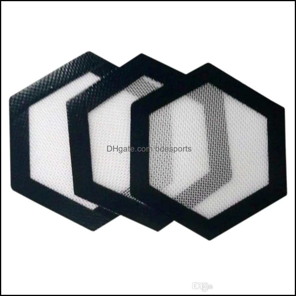Silicone mats Dab Pads Quality FDA food grade reusable non stick concentrate bho wax slick oil Hexagon shape heat resistant fibreglass