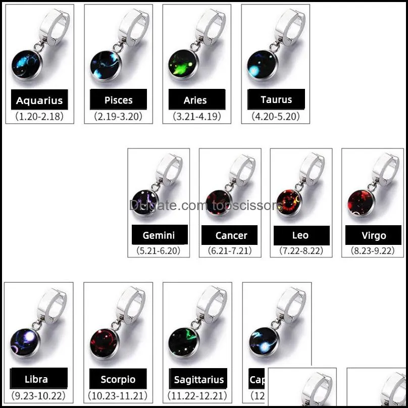 Body Arts Constellation Non Piercing Jewelry Luminous Dangle Horoscope Ear Clip Starry Sky Earring Drop Delivery 2021 TopScissors DHS7J