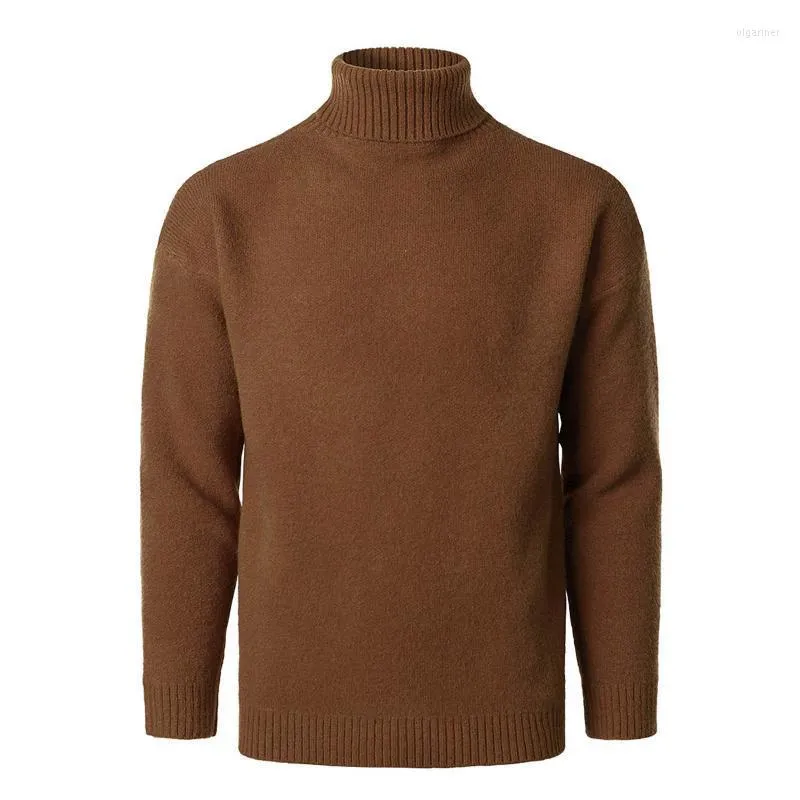 Pulls pour hommes Automne Hiver Chaud Hommes O-Cou Col Haut À Manches Longues Solide Lâche Doux Chunky Pull Pull TopsMen's Olga22