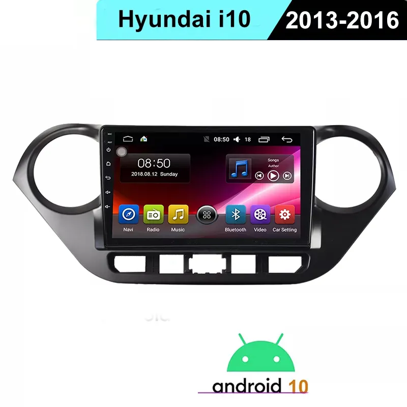 Lettore multimediale per autoradio Android 10 per navigazione GPS stereo automatica Hyundai Grand I10 2008-2012