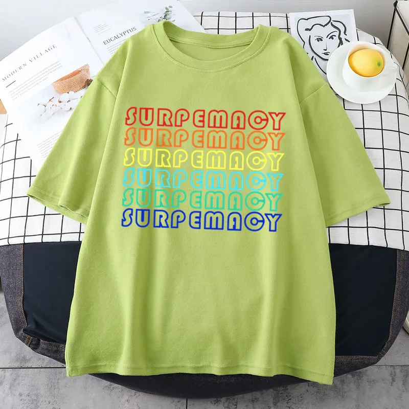 Surpemacy Y2K tee multicolor Short sleeve Women Letter logo top Men Couple Fashion Unisex Cotton T-shirt Stitching magic style designer brand