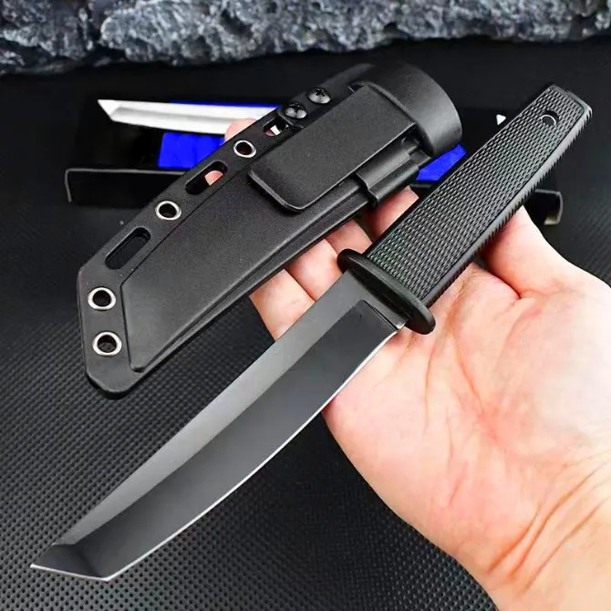 Coltello dritto tattico di sopravvivenza H7192 di alta qualità 440C Rivestimento in titanio nero Lama Tanto Manico in ABS Coltelli a lama fissa con Kydex