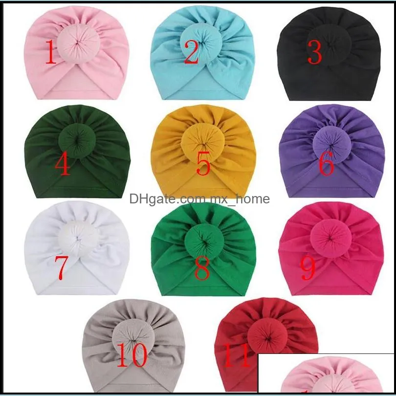11 Colors Child Ears Cover Hats Europe Style Fashion Baby Indian Hat Children Turban Knot Head Wraps Caps