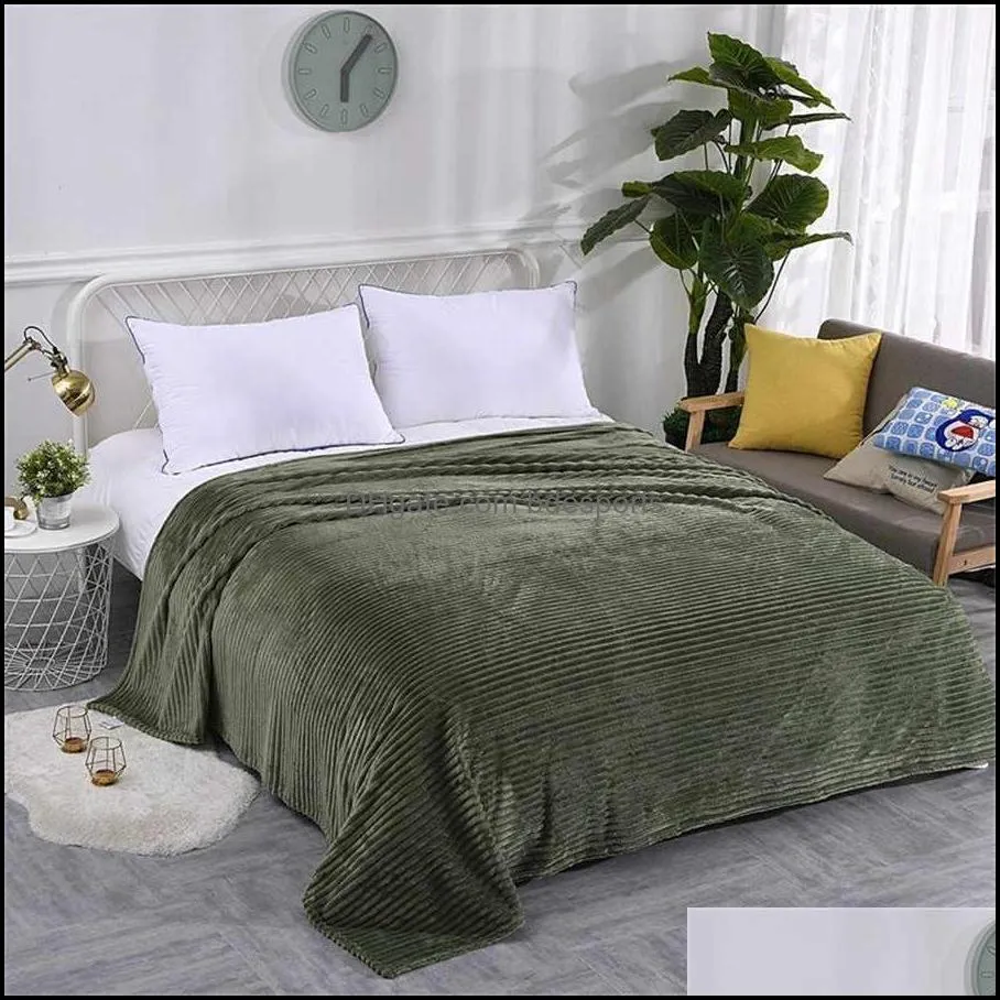 Soft Adult Bed Blanket Cover Winter Warm Stitch Fluffy Bed Solid Striped Throw Blankets Flannel Fleece Linen Bedspread for Sofa
