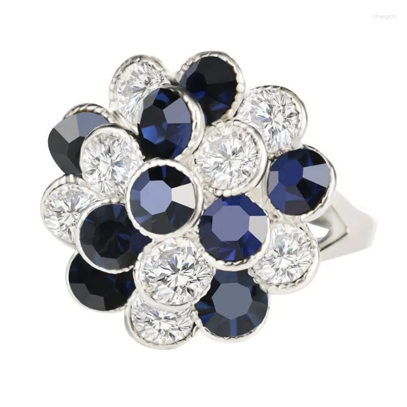 Bröllopsringar 2022 Fashion Echte Pure Retro Flower Anillos för kvinnliga smycken JZ220 Plata Peridot Anel Bague Femme Rita22