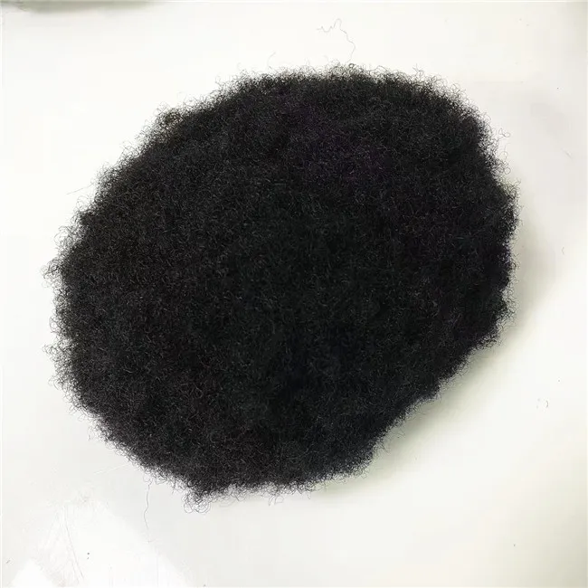 Indian Human Virgin Hair Replacement Hand bunden 4mm afro kinky curl manliga peruker för svarta män i Amerika Fast Express Delivery