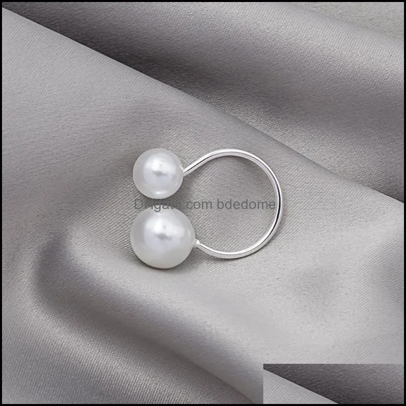 wedding rings fashion women`s size pearl open ring temperament wild joint double jewelry lover giftwedding