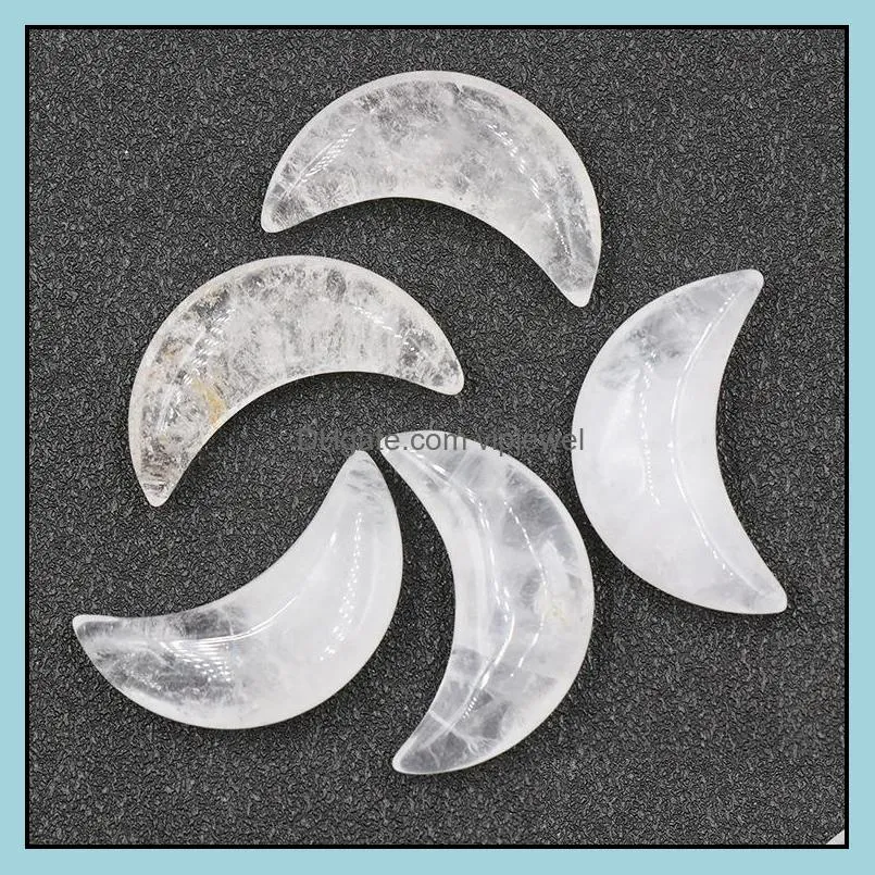 30mm natural crystal reiki healing crescent moon stone hand piece beads mineral crystals tumbled stones gemstones ornament vipjewel