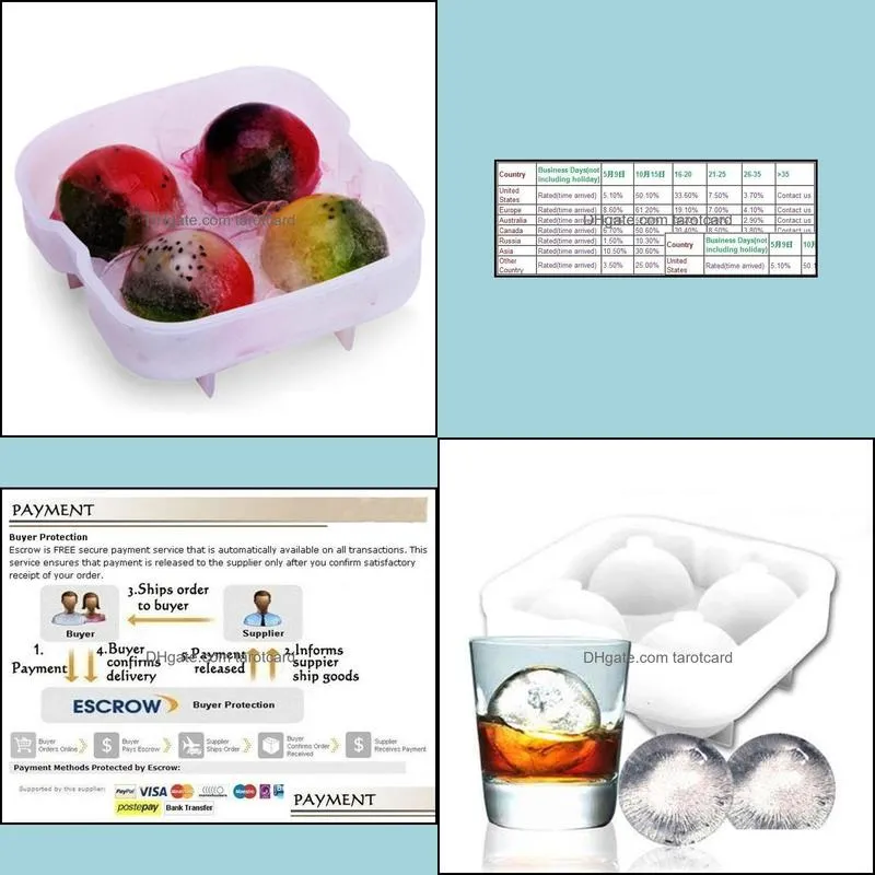 High quality Ice Balls Maker Utensils Gadgets Mold 4 Cell Whiskey Cocktail Premium Round Spheres Bar Kitchen Party Tools Tray Cube