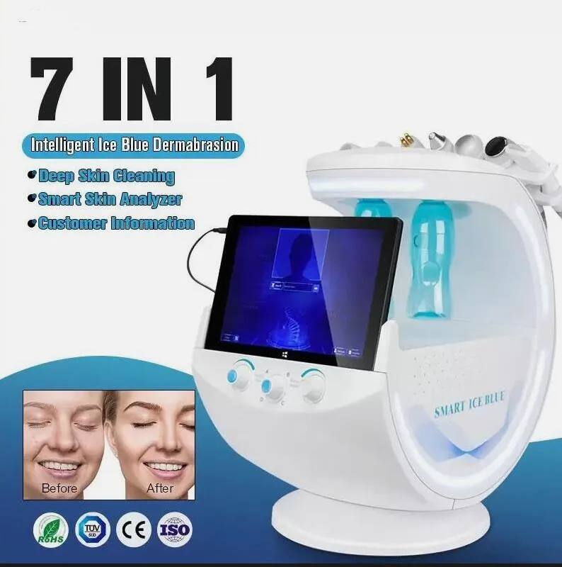 Grande aspiration Hydra jet d'oxygène dermabrasion faciale analyse du visage de la peau raffermissement et levage Ultrasonic RF Aqua Scrubber Équipement de nettoyage anti-rides