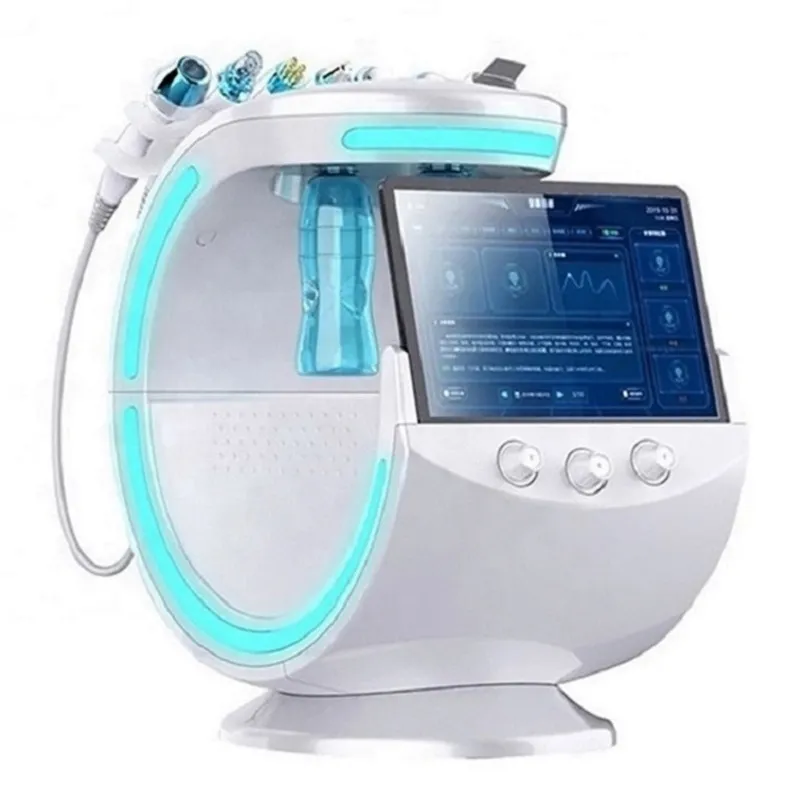 2022 Newest Hydra Skin Care 7 in 1 Portable Intelligent Ice Blue RF Oxygen Jet Water Peeling Facial Machine With Skin Analysis