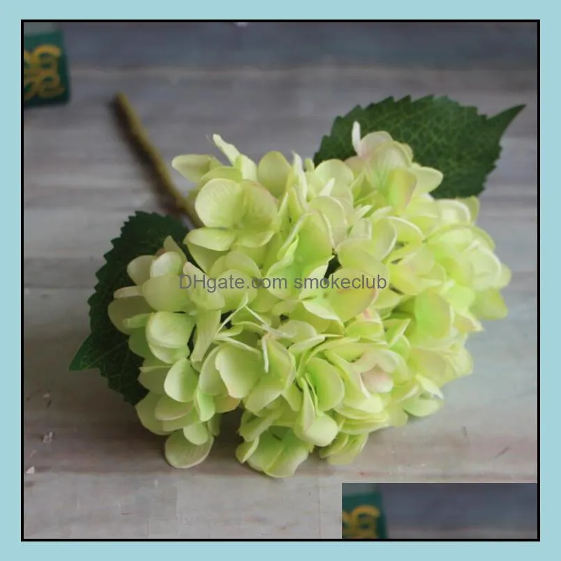 Party Supplies Artificial Hydrangea Flower Head 47cm Fake Silk Single Real Touch Hydrangeas 8 Colors for Wedding Centerpieces Home