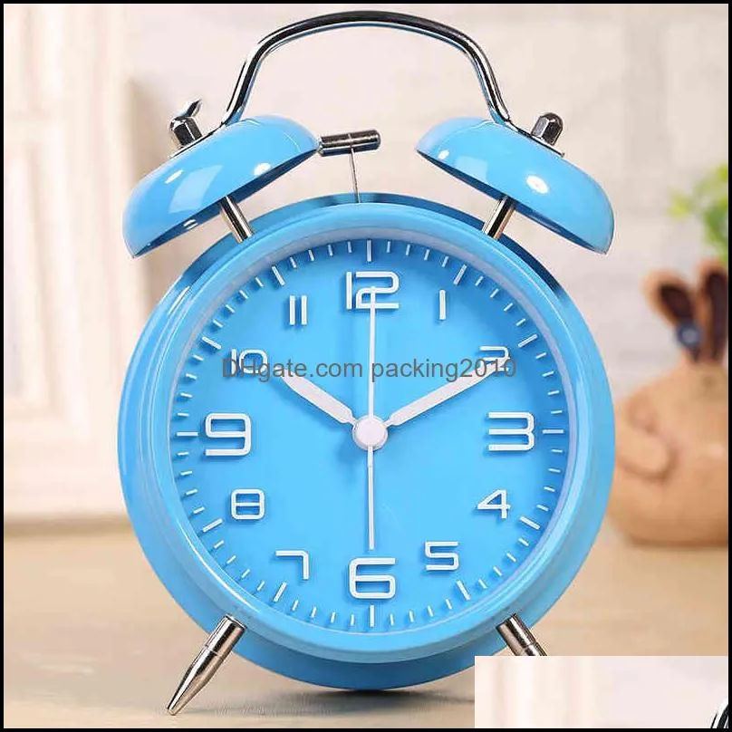 mini retro alarm clock electronic round number double bell desk table digital quartz clocks home decoration portable cute durable