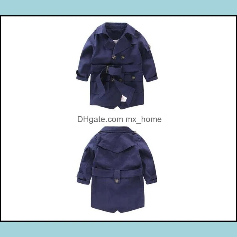 new fashion trench coats for boys long pattern casual boys belted trench coat child 2-6y autumn spring jacket outerwear 901 v2