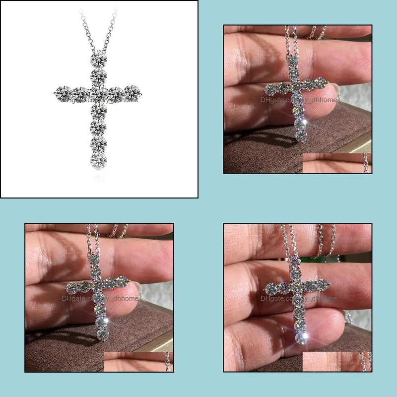 pendant necklaces 2022 fashion cross necklace silver color on the neck for women anniversary gift jewelry wholesale moonso x6152