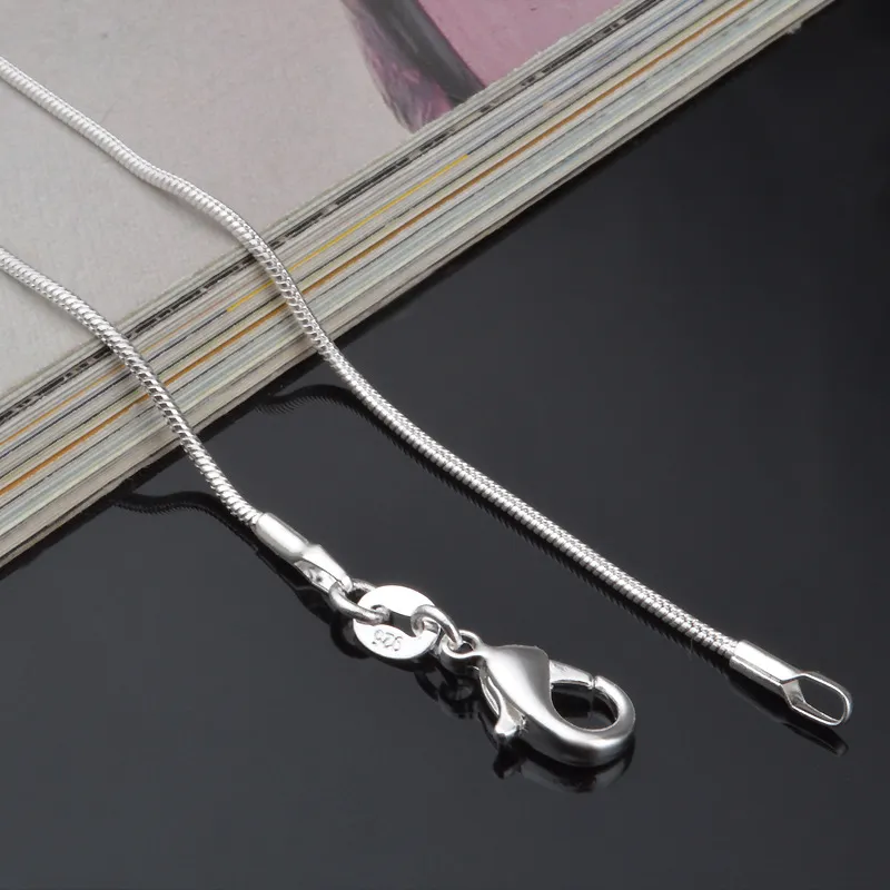 925 srebrny srebrny gładki łańcuch węża naszyjnik klamry łańcuchy łańcuchy
