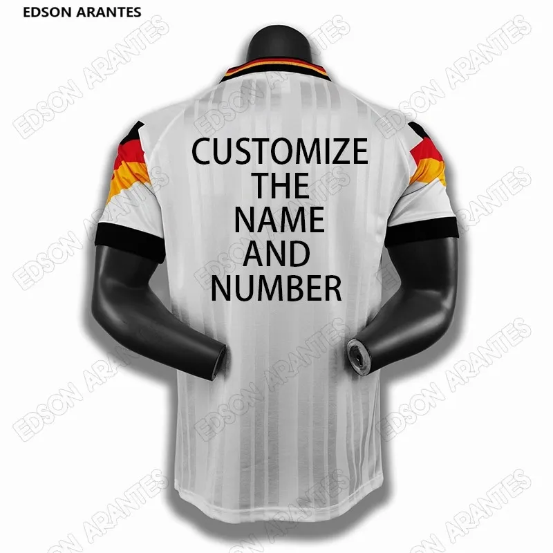 Vintage White Germany T shirt Men DIY Name Number Classic Deutschland 1992 jersey Short Sleeve Casual Fans Unisex Tees Drop Ship 220704