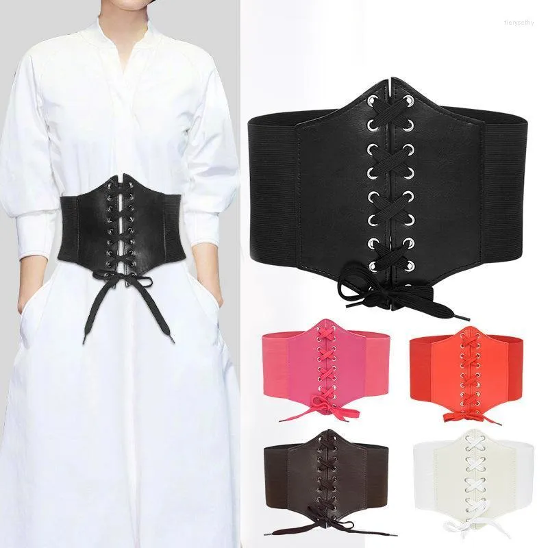 Ceintures Corset Large Pu Ceinture En Cuir Cummerbunds Sangle Pour Femmes Élastique Serré Taille Haute Minceur Corps Façonner Ceinture CeintureCeintures Fier22