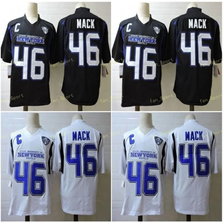 NIK1 NCAAバッファローブルズ＃46 Khalil Mack College Football Jersey White Black Stitched Mens Youth Jerseys S-3XL最高品質