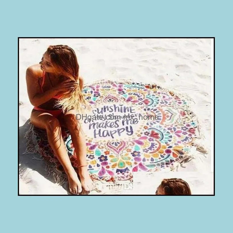 36 Types Summer Large Polyester Printed Round Beach Towels With Tassel Circle Beach Towel Serviette De Plage 150*150cm Free Shipping