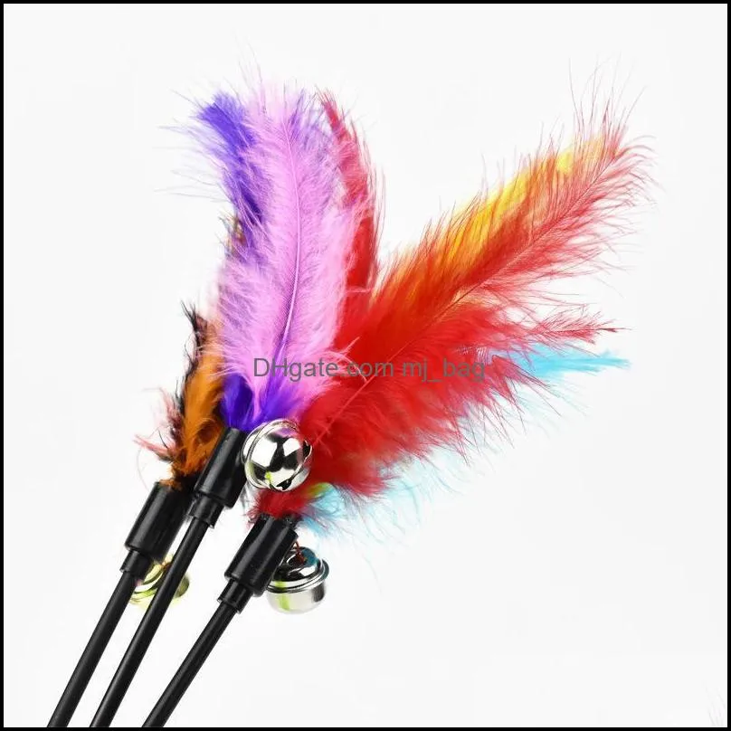 soft colorful cat toys cat feather bell rod toy for cats kitten funny playing interactive toy pet cat supplies wq242