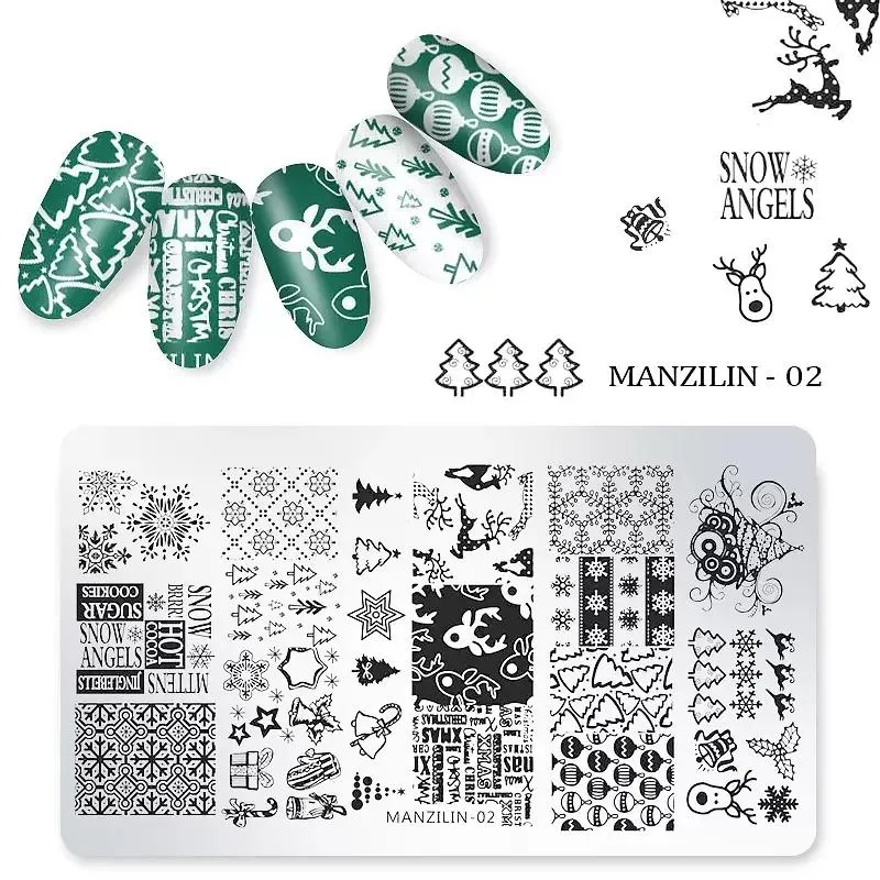 Kit de plaques d'estampage en acier inoxydable pour nail art, tampon de conception pour peinture des ongles, accessoires et outils de manucure