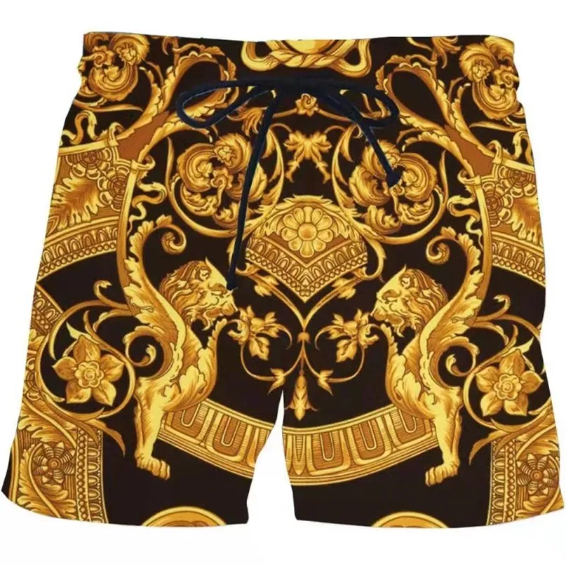 Lyxig manlig Casual 3D tryckt sommarstil Kortärmad Luxury Royal Hip Hop Black Board Shorts Quick Dry Funny Swimsuit 220425