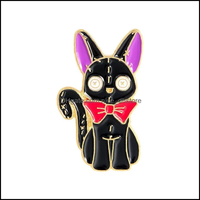 black cat jiji enamel pins cartoon movie brooches custom animal badge for bag hat clothes lapel pin collar jewelry gift kids