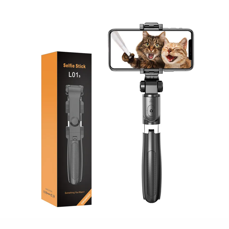L01S Bluetooth Selfie Stick Trans 3 in 1 مع وحدة تحكم لاسلكية قابلة للفصل عن بُعد مع حزمة البيع بالتجزئة