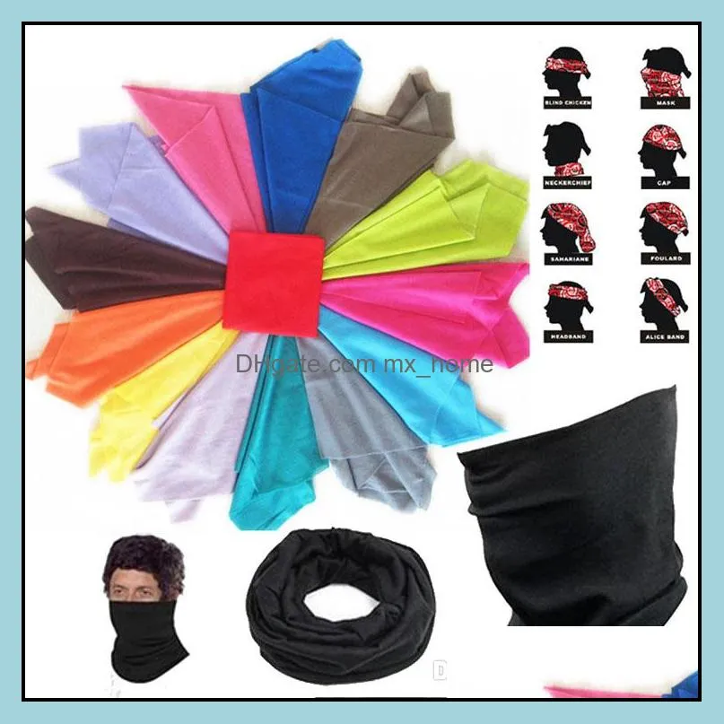 Outdoor Face Mask Riding Bicycle Motorcycle Solid Color Mask Headscarf Variety Turban Novelty Bandanas Magic Headband Multi Head Scarf