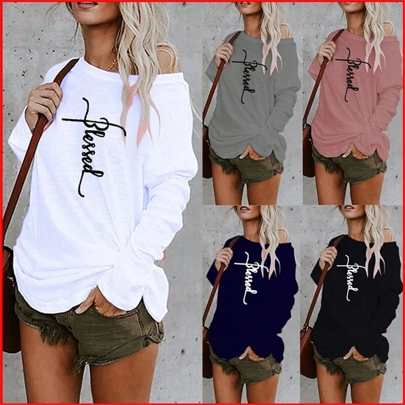 Lettre Sexy Hors Épaule Tops Printemps Été Femmes Casual Y2k Dill Top À Manches Longues Lâche T-shirts Femme Pull Camisetas Mujer 220411