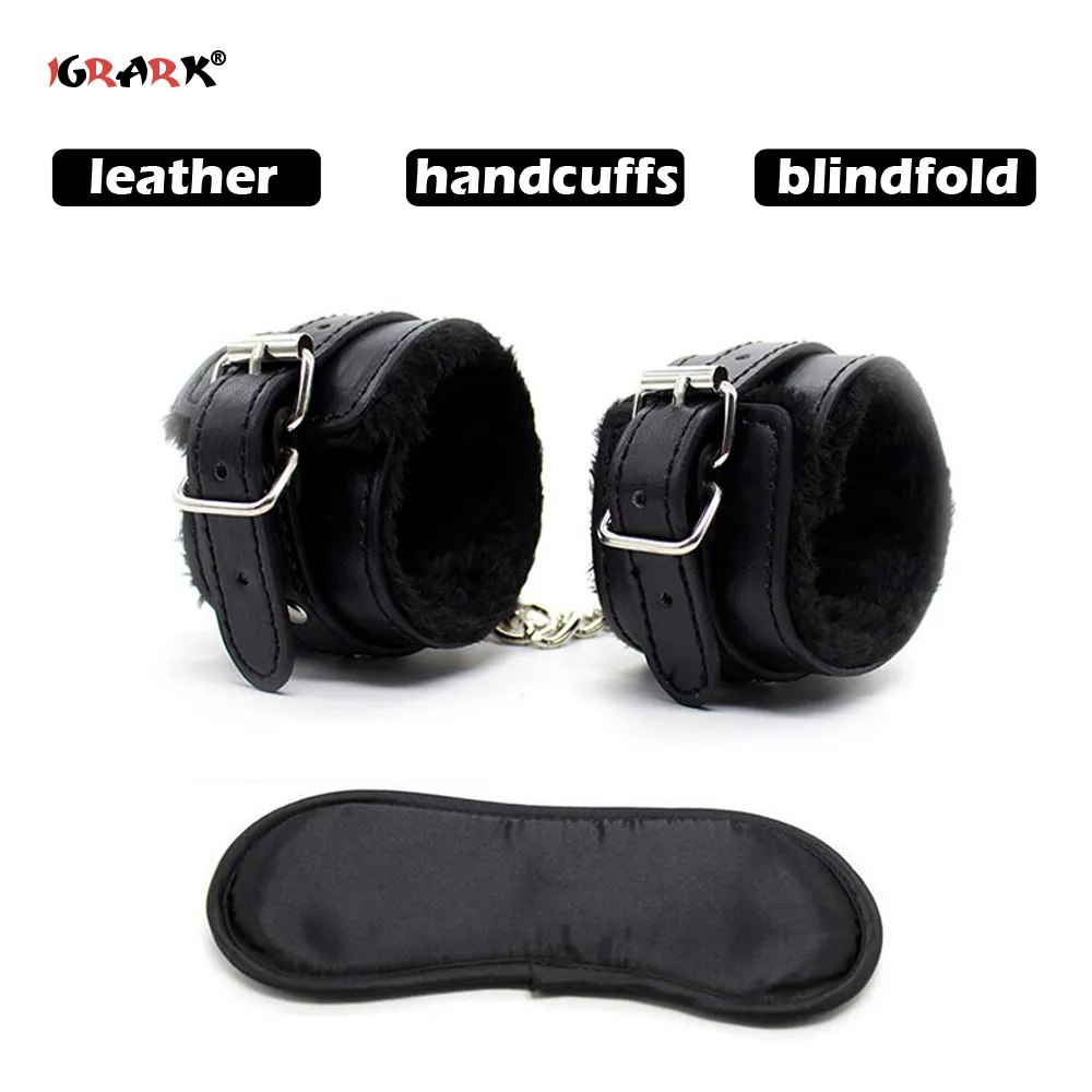 sexyy réglable en cuir PU menottes en peluche menottes de cheville contraintes Bdsm Bondage jouets sexy marchandises pour 18 + adultes accessoires exotiques