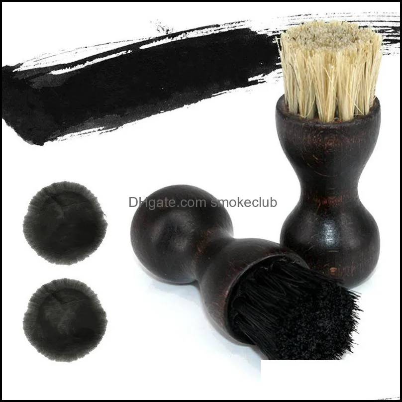 Natural Bristle Shoe Brush Pig Hair Gourd Wood Handle Boot Shoeshine Leather Polishing Household Cleaning LLE12800