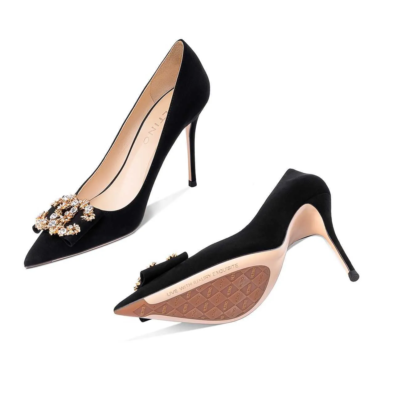 Famous brand 2022 New For Woman Fashion Brand High Heel Shallow Suede Pointed Toe Pumps Sexy Wedding Women's Shoes 43 Designer Classic luxury