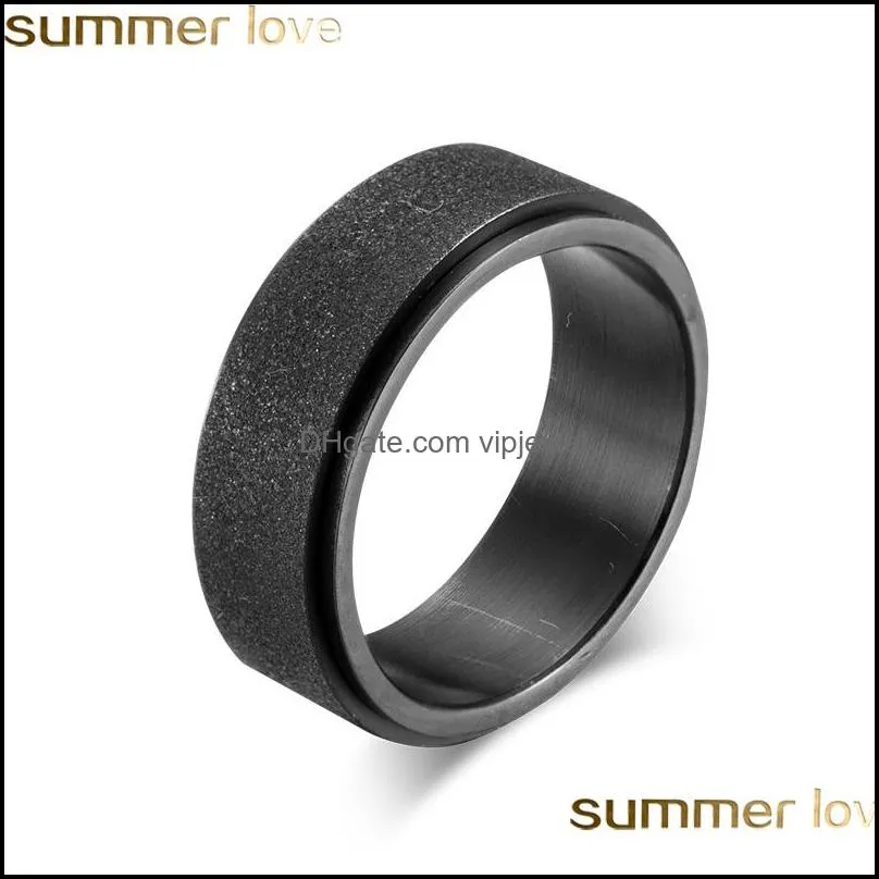 8MM Sandblast Wedding Rings for Men Women Stainless Steel Black Blue Gold Engagement Promise Ring Fashion Jewelry Accessories Best