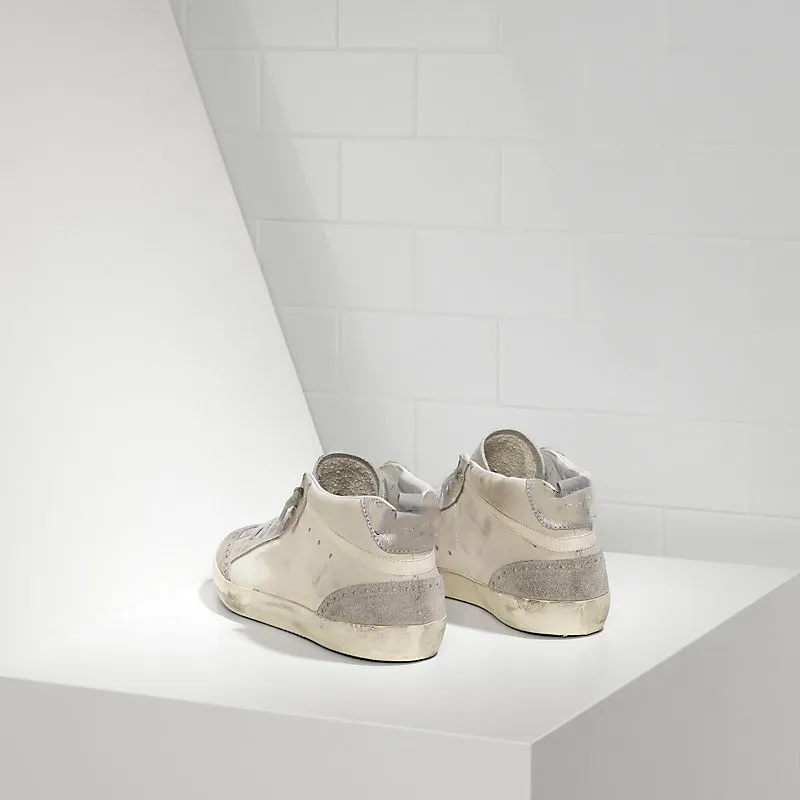 Pary Casual Buty Designer luksusowa wersja Top Sneakers Mid Star in Pelle E Stella Camoscio White Srebrny włoski włoski prawdziwy skórzana skóra małe brudne buty