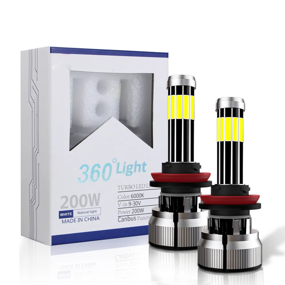 LED LED LED LED 10 SIDE 360 درجة مصابيح LED H7 H11 LAMP H1 H3 H27 H8 HB3 HB4 9006 9005 9012 Auto Fog Light 6000K