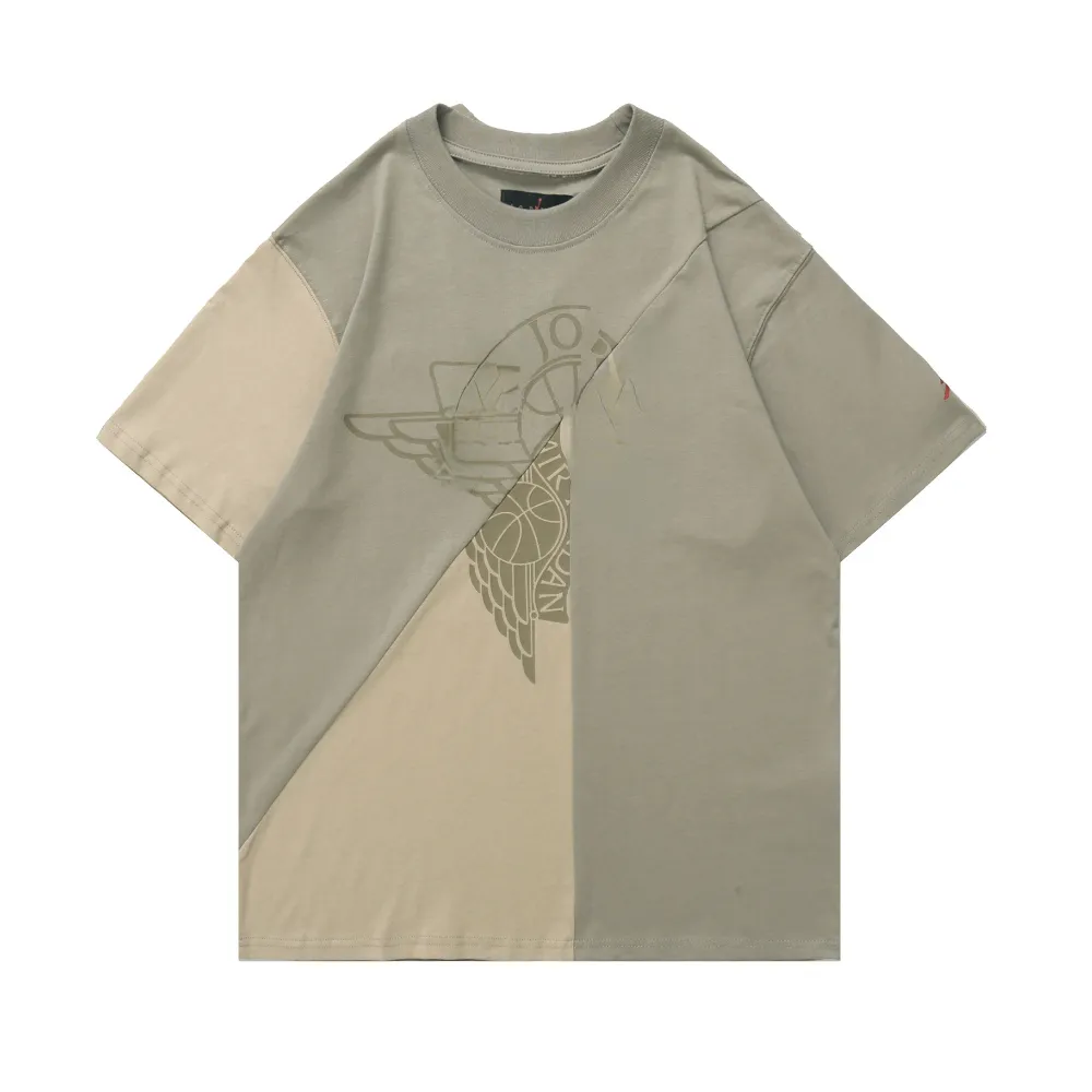 Tasarımcı Erkek Tişörtleri Mektup Baskı Patchwork Büyük Boy Kısa Kollu T-Shirt Toptan