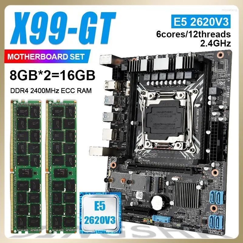 Cartes mères Kit combiné de carte mère avec XEON E5 2620 V3 DDR4 2 8G 16GB 2400MHZ mémoire ECC NVME USB3.0 ATX cartes mères de serveur