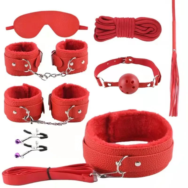 Prodotti per adulti Manette Plug anale Coda BDSM Bondage Set Giochi sexy Giocattoli per adulti Kit di giocattoli SM Coppie