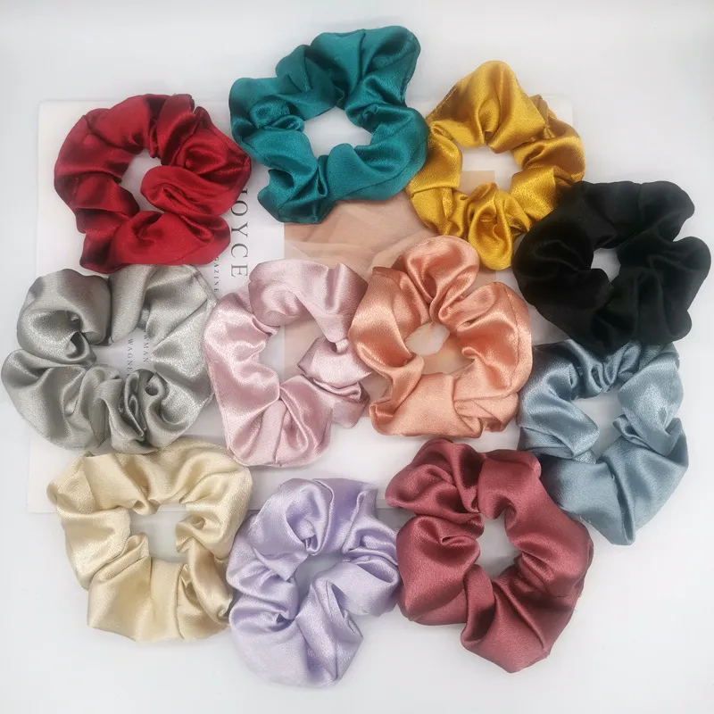 Women Silk Scrunchie elástico Handmade Multicolor Band Band Ponytail Solter Acessórios para a cabeça Epacket 1405 E3