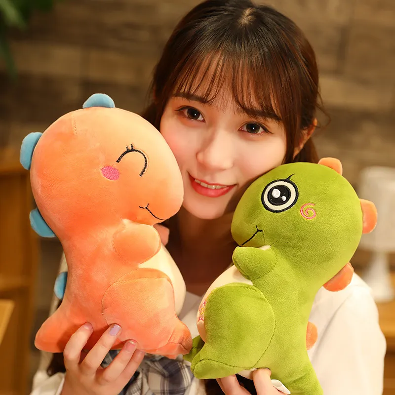 Peluches animaux en peluche de 30CM, nouveau jouet en peluche de dinosaure mignon de dessin animé, petits yeux verts et grands yeux assis, 2022