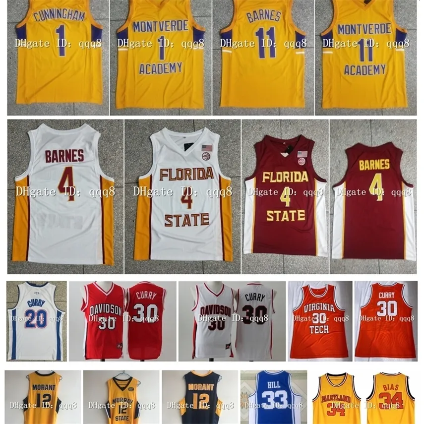 NC01 JA Morant Murray State Racers College College Basketball Jerseys Montverde Academy Cade Cunningham Scottie Barnes Steph Curry Davidson Len Bias