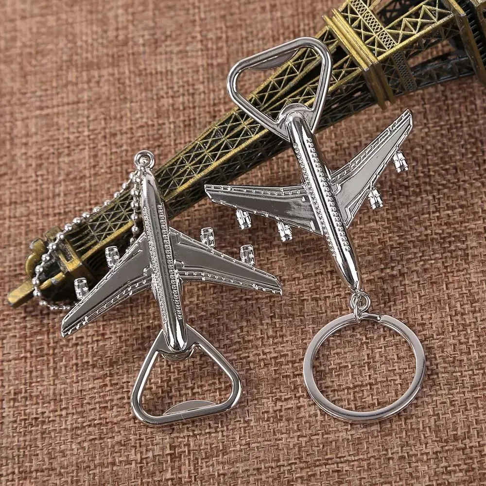 Retro Airplane Beer Bottle Opener Aircraft Keychain Alloy Plane Shape Opener Keyring Wedding Gift Party Favors Kitchen Tools GGA2720