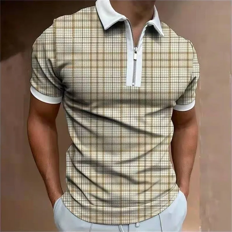 Plus Size M 3XL Polo da uomo di marca Polo da uomo di alta qualità Plaid manica corta Marchi Maglie Estate Uomo s 220614