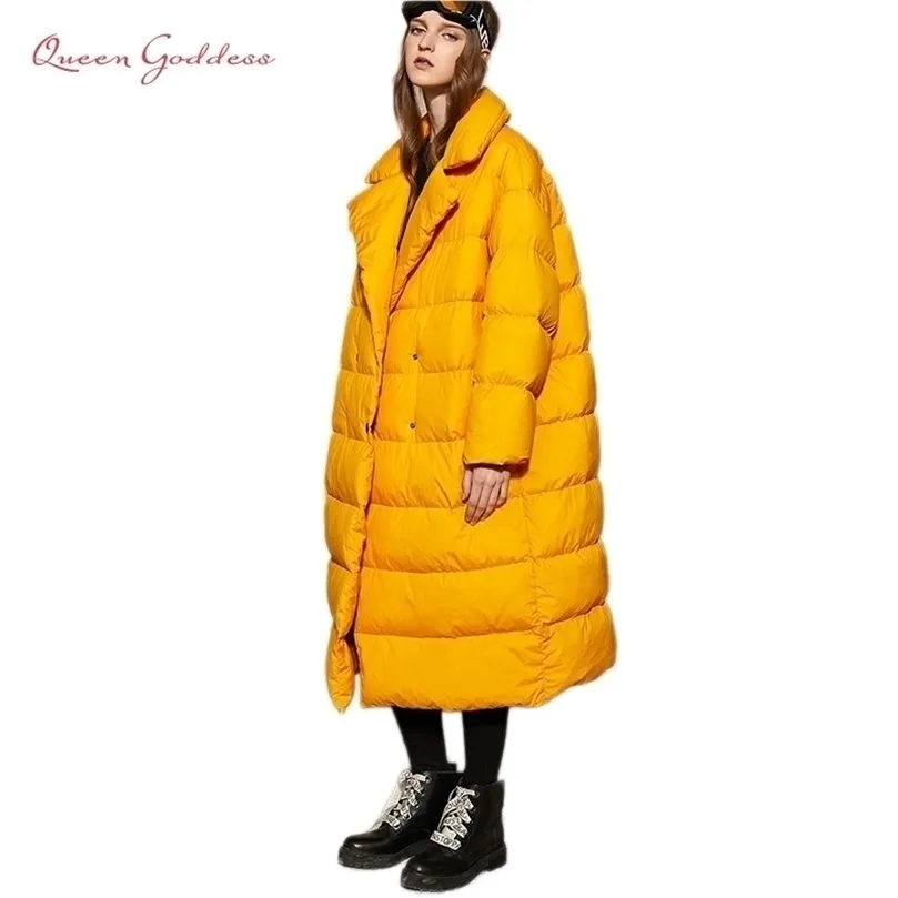 Listning Winter Women 90 White Duck Down Jacka Simplethicken Warm Parkas med Hooded Loose Plus Size 7xl Outwear 201127