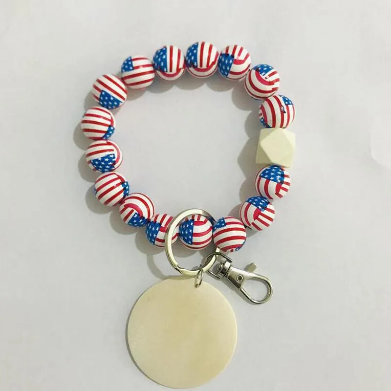 9 Styles Beaded Bracelet Keychain Pendant Party Favor Sports Ball Soccer Baseball Basketball Wooden Bead Bracelet