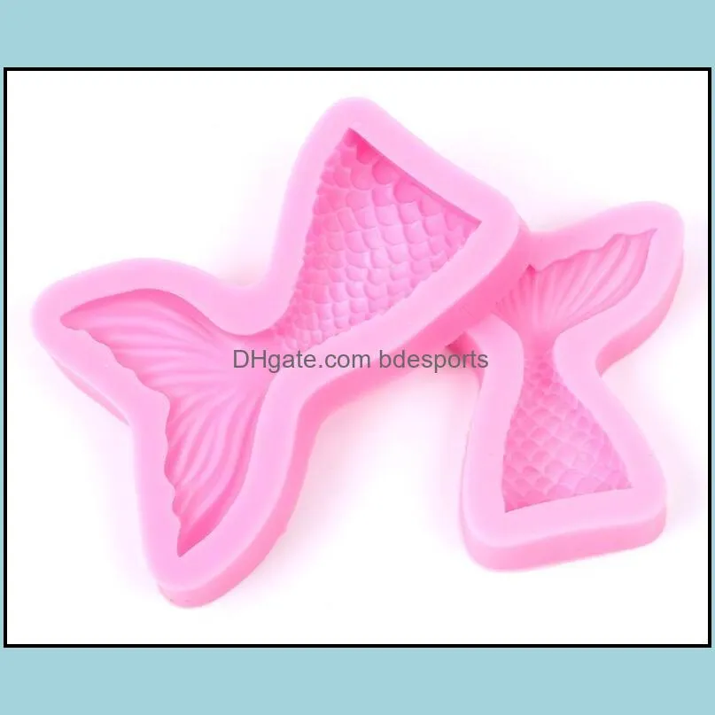 Christening Mermaid Tail Silicone Mold Fondant Cupcake Cake Decorating Baking Tools Handmade Soap Mold Fish Fork Tail DHL Free